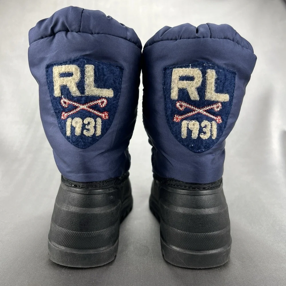 Vintage Polo Ralph Lauren Whalley 1931 Snow Boots Toddler's 9.5 Navy Yellow Pony
